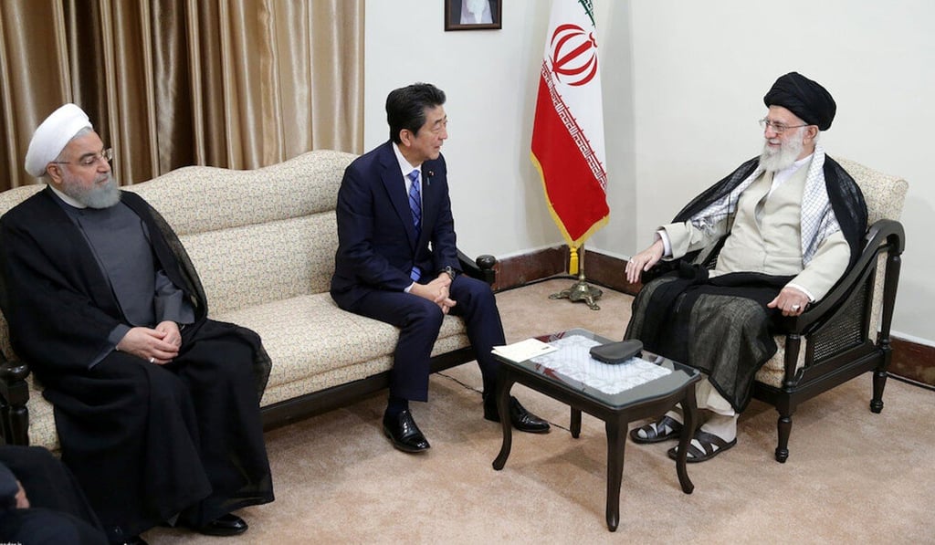 Iranian President Hassan Rowhani and Japanese Prime Minister Shinzo Abe meet Iran’s Supreme Leader Ayatollah Ali Khamenei in Tehran. Photo: Reuters
