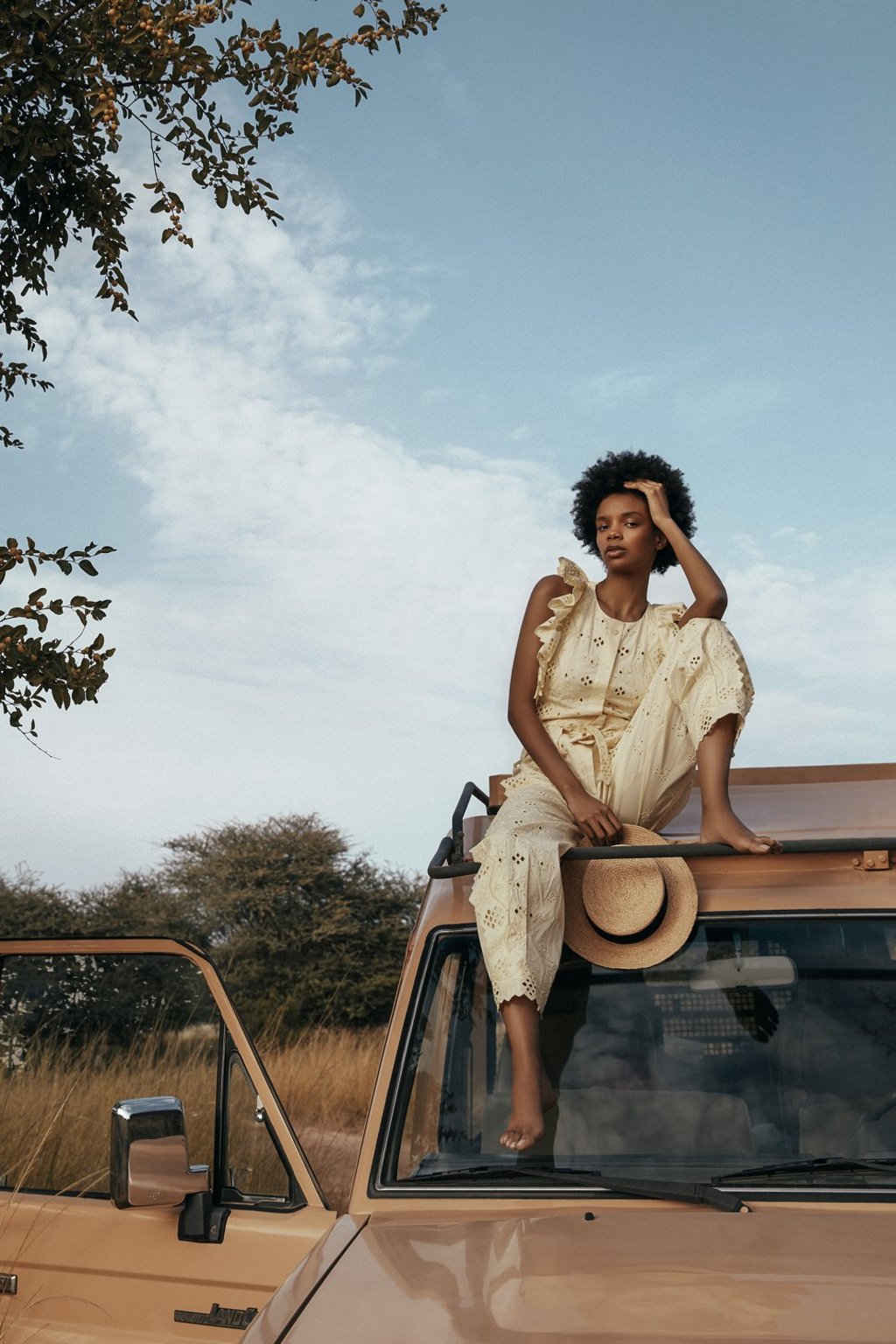 Alberta Ferretti jumpsuit, HK$16,890 (US$2,150); Eliurpi hat, price on request