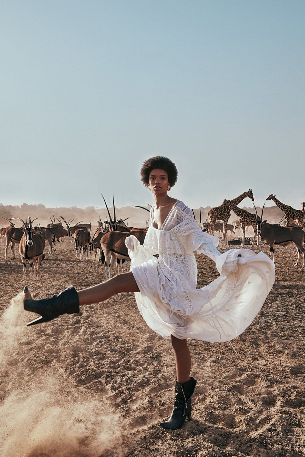 Self Portrait dress and jumper, prices on request; Alighieri earrings, HK$4,300; Philosophy Di Lorenzo Serafini boots, HK$7,150