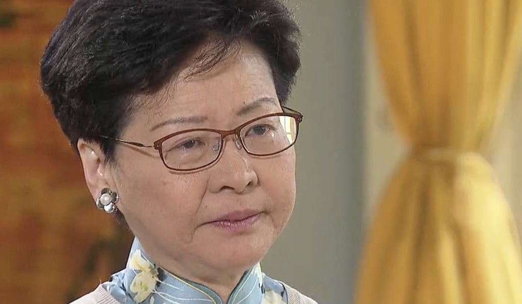 Carrie Lam says she would not cave in to protesters in the same way she would not give in to a son during an interview with TVB News, before announcing a climbdown on Saturday.