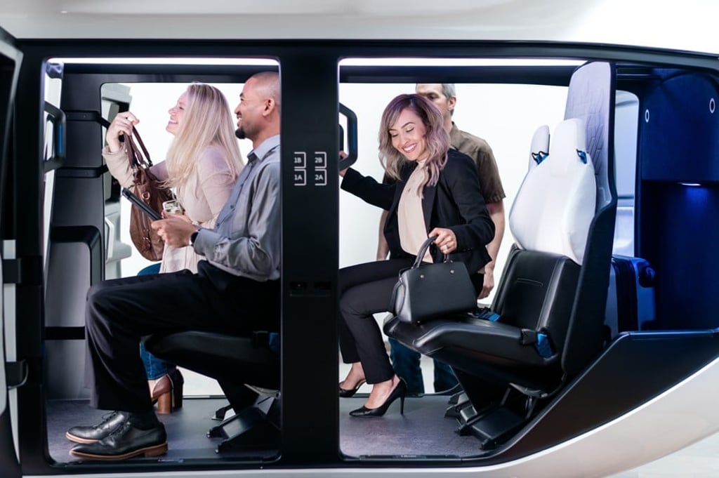 Interior of Uber’s North Star concept vehicle, created in collaboration with Safran Cabin.