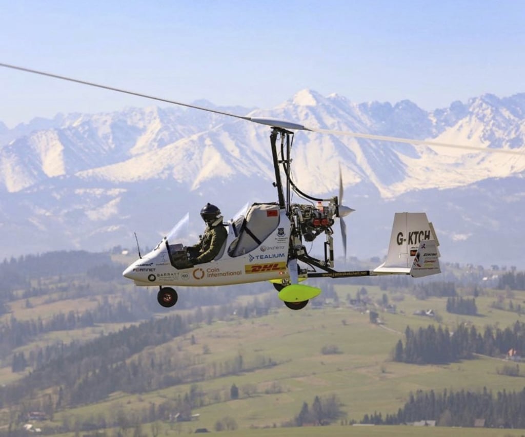 James Ketchell is attempting to become the first person to fly around the world in a gyrocopter.
