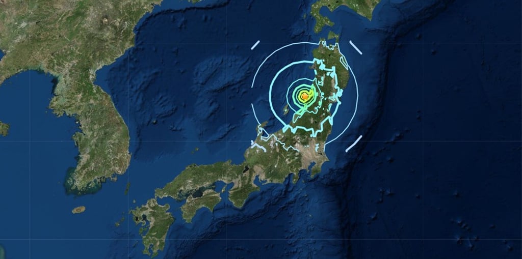 The magnitude 6.4 earthquake struck off the coast of Tsuruoka, Japan, at 10.22pm local time on June 18. Image: USGS