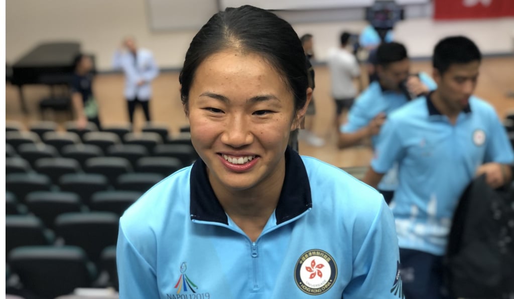 Vera Lui meets the media at the flag presentation ceremony. Photo: Chan Kin-wa Vera Lui meets the media at the flag presentation ceremony. Photo: Chan Kin-wa