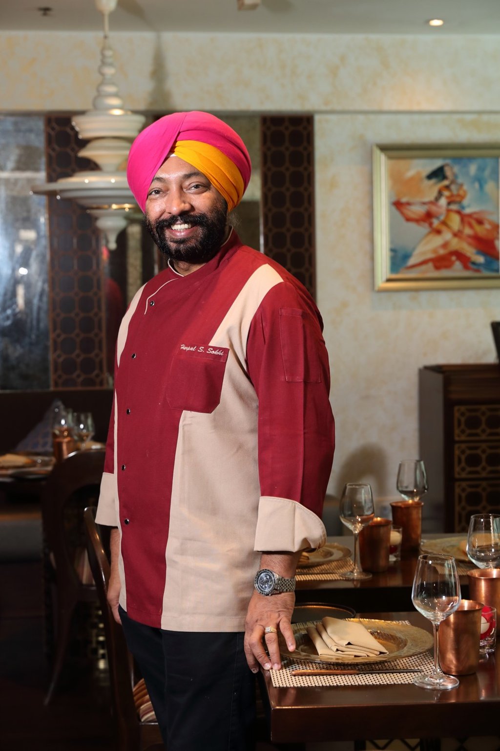Harpal Singh Sokhi, a celebrity television chef in India, at Jashan in Hong Kong