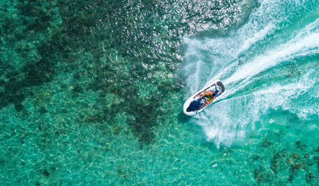 Riding a jet ski is just one of the many activities guests can enjoy at Banwa Private Island. Riding a jet ski is just one of the many activities guests can enjoy at Banwa Private Island.
