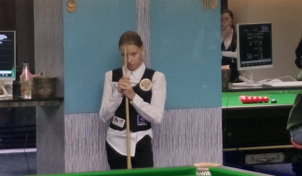 Aleksandra Riabinina waits her turn against England’s Steph Daughtery.