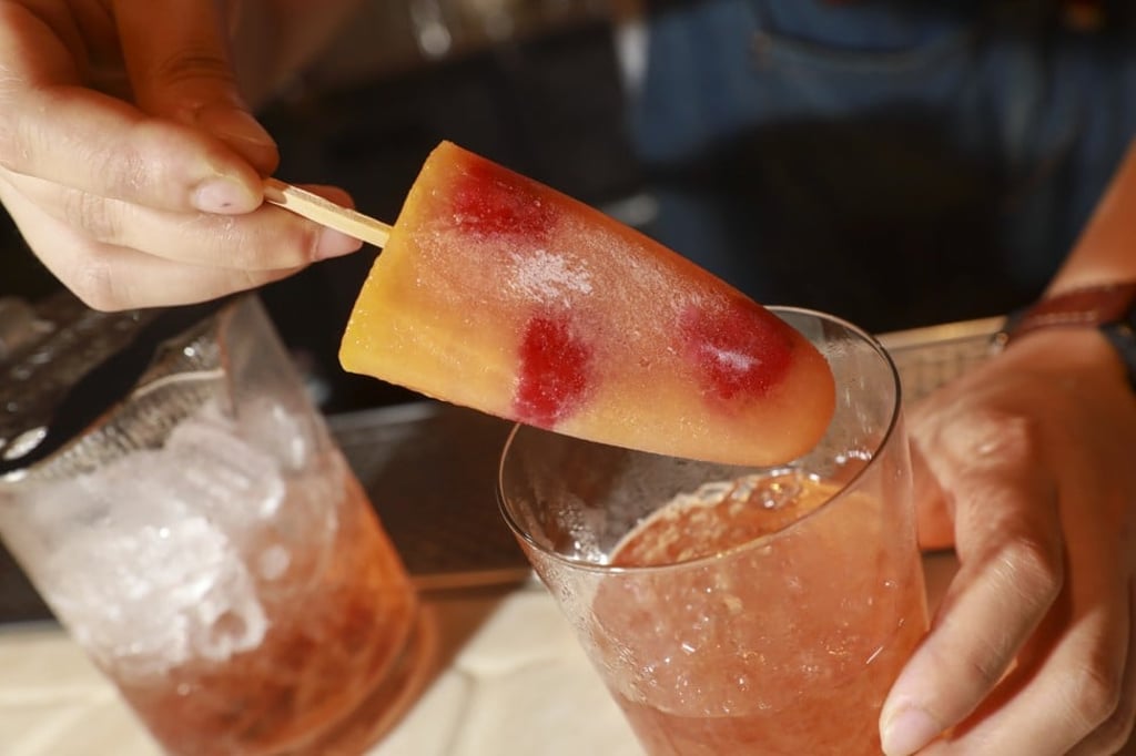 208 Duecento Otto’s negroni cooler, served with an ice pop made from orange juice and Campari. Photo: May Tse