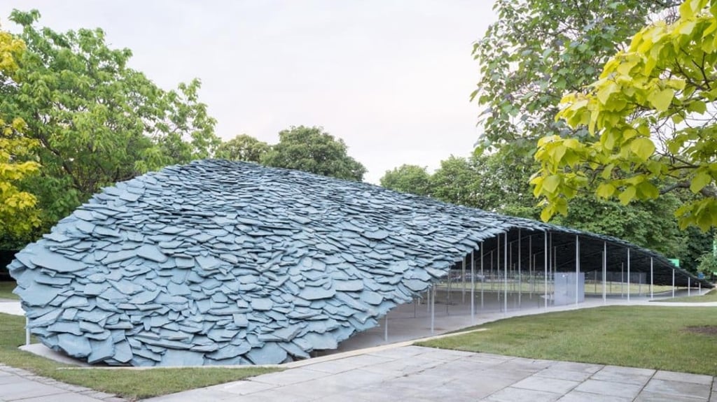 Ishigami’s summer pavilion is made of 62 tonnes of Cumbrian grey slate. Photo: Iwan Baan