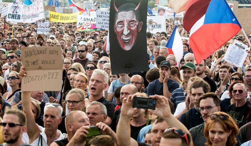 Protesters attend a rally demanding the resignation of Czech Prime Minister Andrej Babis. Photo: AFP