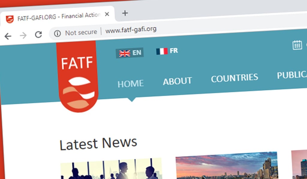 The homepage of the Financial Action Task Force.
