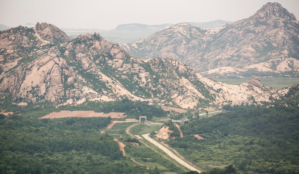 The Geumgang Mountains seen during a tour of the DMZ Peace Trails in Goseong, South Korea. Photo: Bloomberg