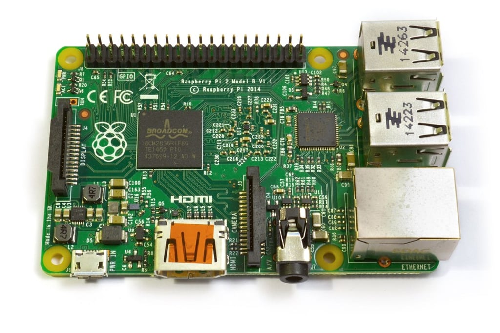 The top of a Raspberry Pi 2 Model B v1.1 in February 2015. Photo: Multicherry, CC4.0 The top of a Raspberry Pi 2 Model B v1.1 in February 2015. Photo: Multicherry, CC4.0