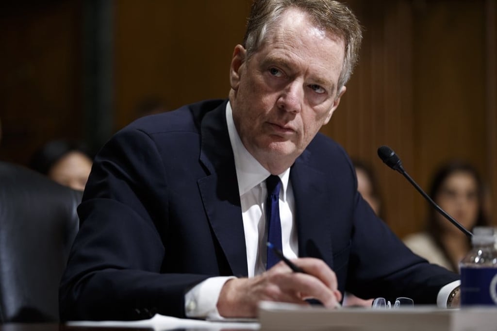 United States trade representative Robert Lighthizer testifies during the Senate Finance Committee hearing on Tuesday. Photo: EPA-EFE
