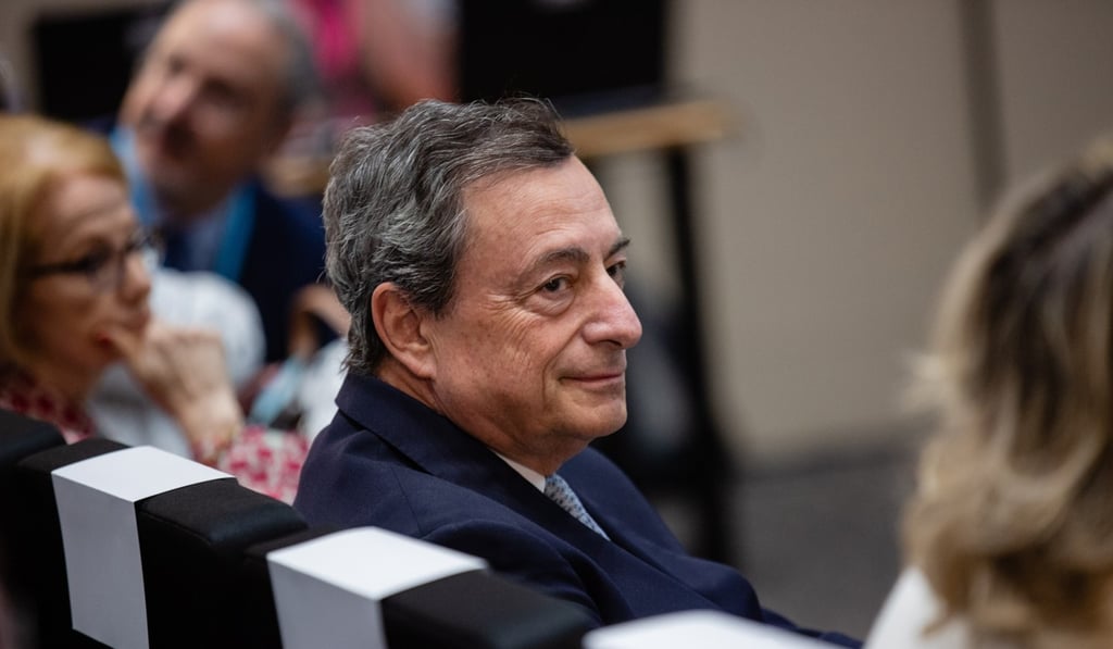 Mario Draghi, president of the European Central Bank, sits in the audience during a financial supervision conference at the new Prudential Supervisory Authority and Resolution building in Paris, France, on September 18, 2018. Draghi has said the ECB will consider easing monetary policy further if inflation in the euro zone failed to pick up. Photo: Bloomberg