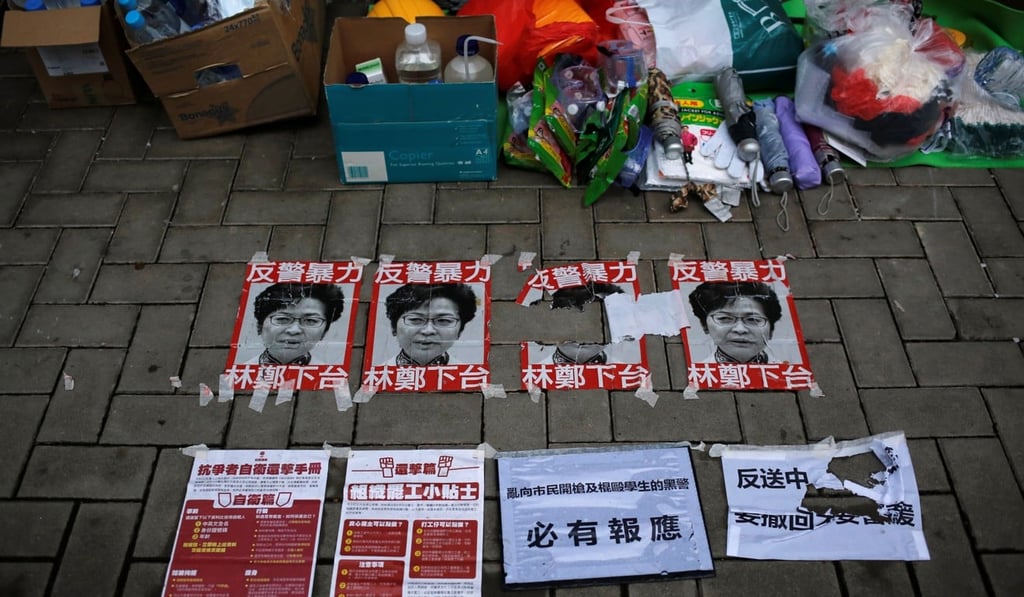 Posters call on Chief Executive Carrie Lam to step down, in Hong Kong on June 22. Photo: Reuters Posters call on Chief Executive Carrie Lam to step down, in Hong Kong on June 22. Photo: Reuters