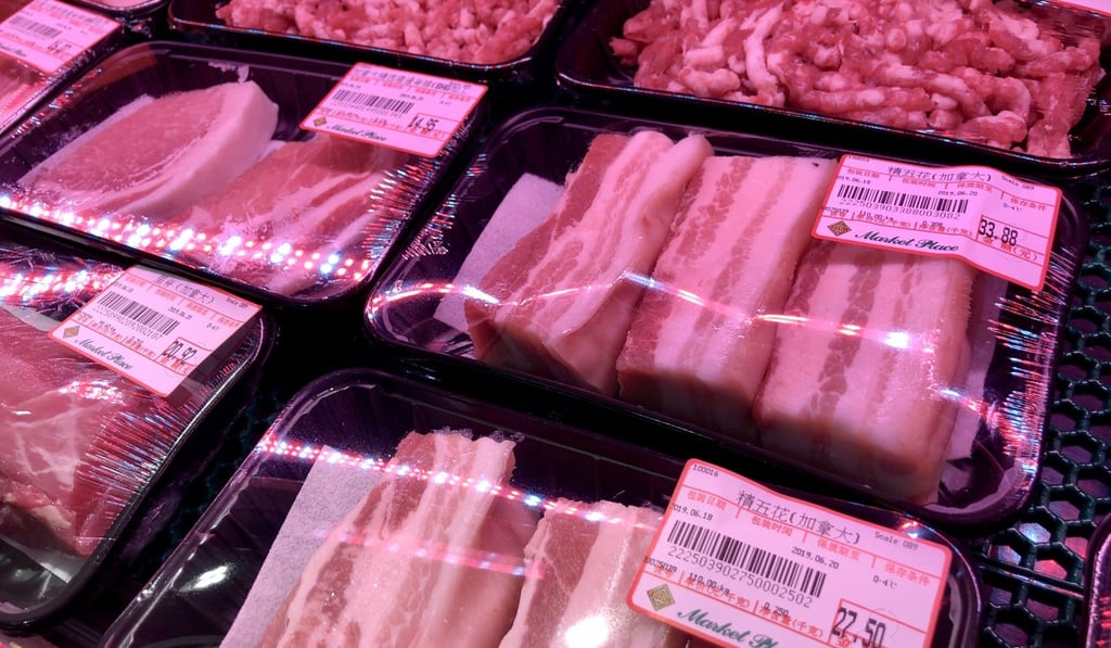 Packages of Canadian pork on sale at a supermarket in Beijing on June 18. Photo: AP Packages of Canadian pork on sale at a supermarket in Beijing on June 18. Photo: AP