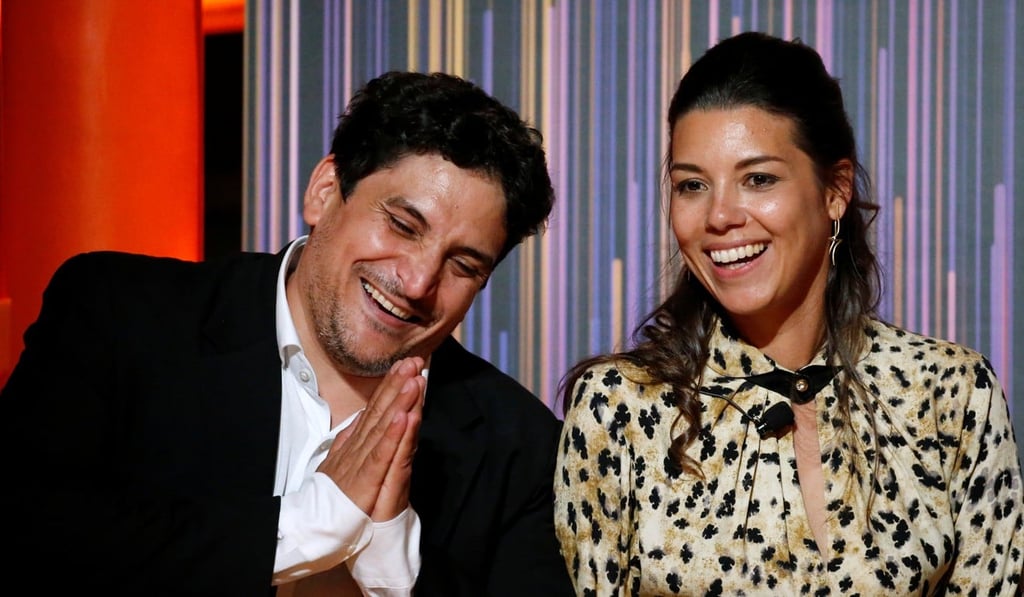 Mauro Colagreco, the chef-owner of Mirazur restaurant, and his wife, Julia Colagreco, after receiving the award for best restaurant during the World's 50 Best Restaurants Awards at the Marina Bay Sands in Singapore. Photo: Reuters