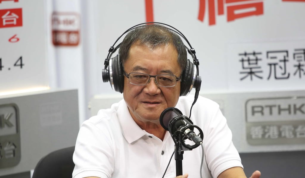 Outgoing Hong Kong Football Association chairman Brian Leung Hung-tak attends a radio programme at RTHK in Kowloon Tong.