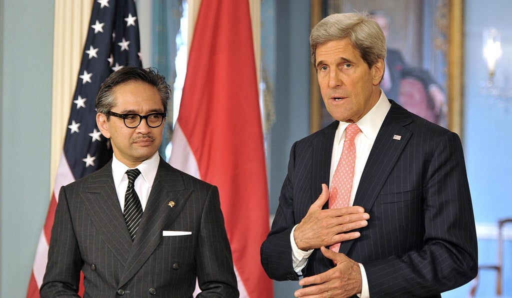 Natalegawa with US Secretary of State John Kerry in 2013. Photo: AFP