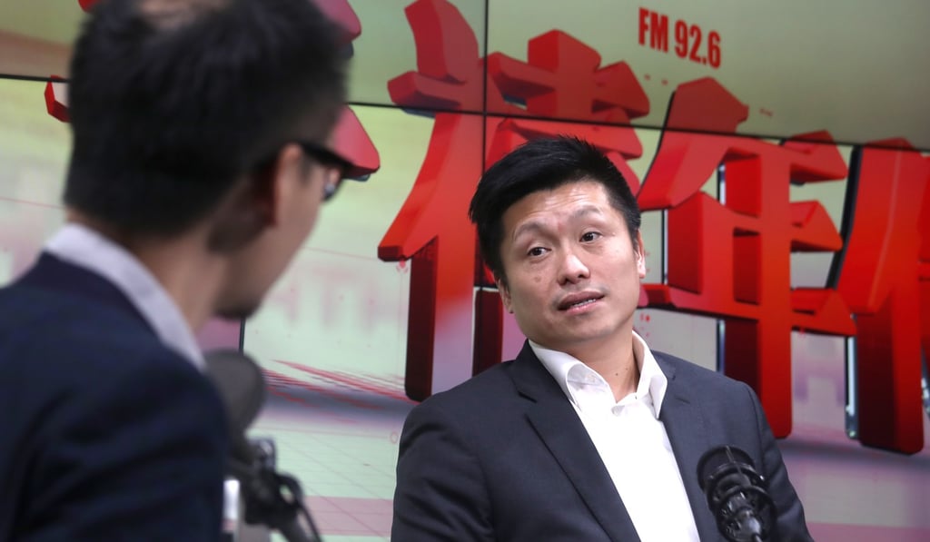 Police public relations branch Chief Superintendent John Tse speaks on a radio programme. Photo: Xiaomei Chen