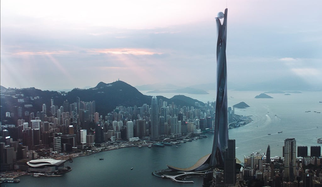 The Pearl, a fictional skyscraper, is the world's tallest skyscraper at 3,500 feet tall in the movie Skyscraper, set in Hong Kong. Photo: Handout