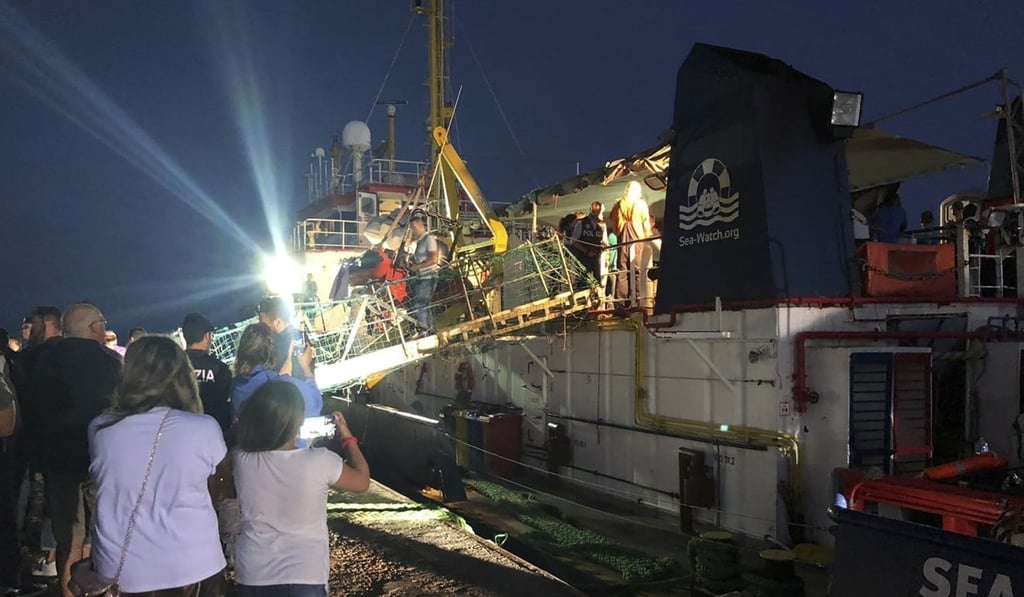 The Dutch-flagged Sea-Watch 3 ship docks at the Lampedusa harbour, Italy. Photo: AP Photo