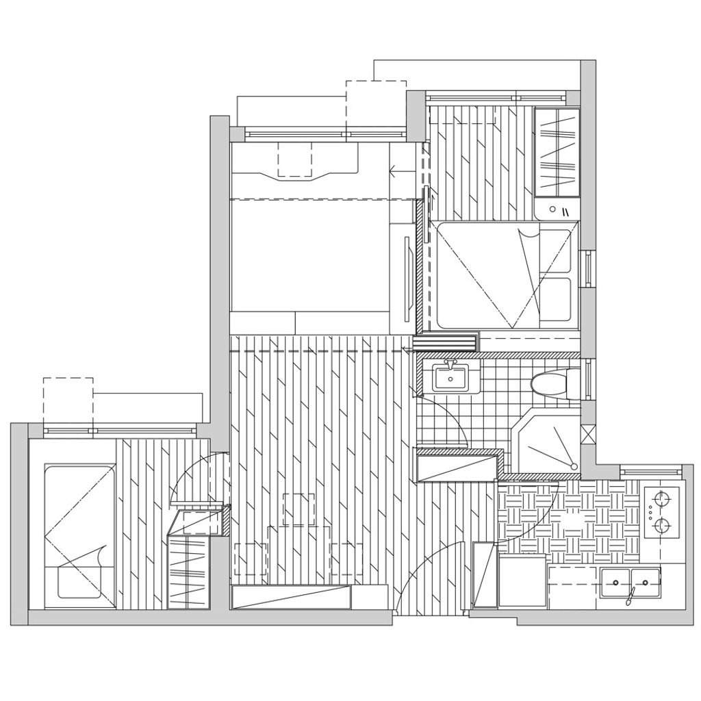 The floor plan of the 453 sq ft flat in Yuen Long. The floor plan of the 453 sq ft flat in Yuen Long.