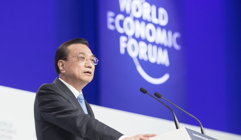 Chinese Premier Li Keqiang addresses the opening ceremony of the World Economic Forum in the city of Dalian, northeast China. Photo: Xinhua Chinese Premier Li Keqiang addresses the opening ceremony of the World Economic Forum in the city of Dalian, northeast China. Photo: Xinhua