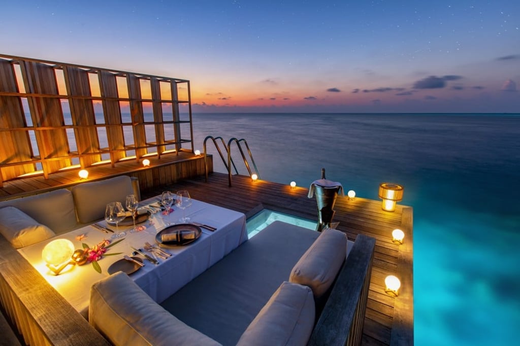No children allowed at this romantic dinner for two at Kudadoo Maldives Private Island.