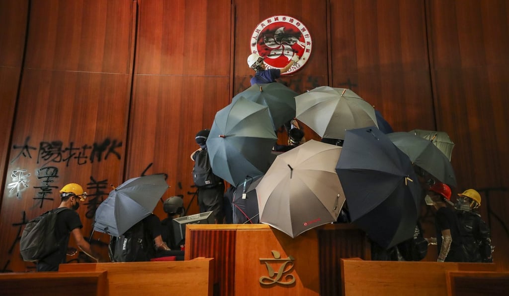 Protesters trash the Legislative Council on Monday. Photo: Winson Wong