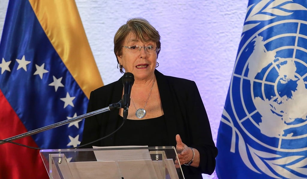 UN High Commissioner for Human Rights Michelle Bachelet speaks during a press conference in Caracas in June. Photo: AFP