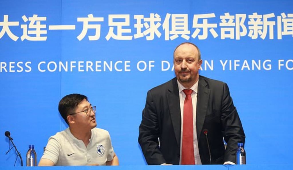 Rafa Benitez is introduced to Chinese media at Dalian. Photo: Twitter