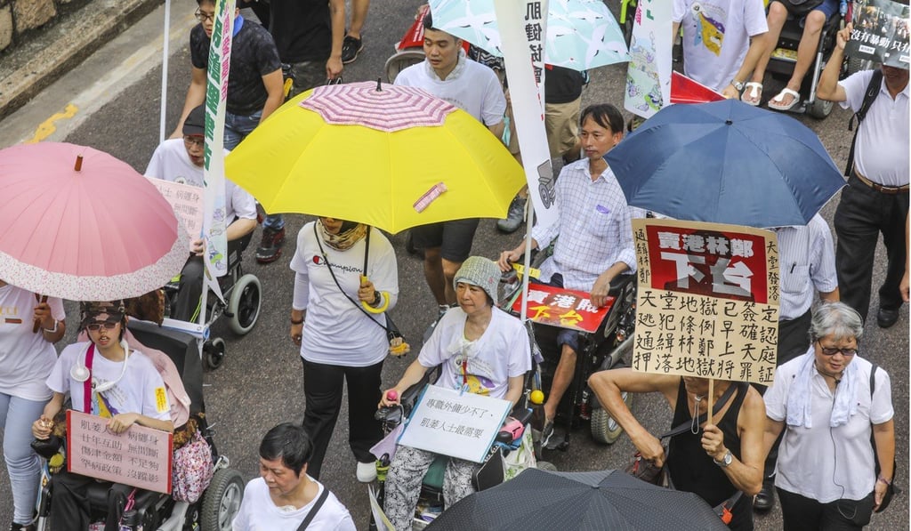 Protesters against Hong Kong’s extradition bill march from Victoria Park in Causeway Bay to the Central Government Offices in Tamar on the 22nd anniversary of the territory’s handover from Britain to China. Photo: Dickson Lee