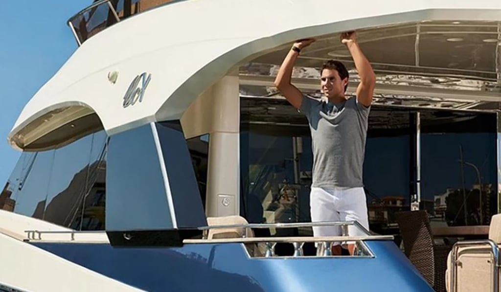 Spanish tennis star Rafael Nadal aboard the yacht Beethoven.