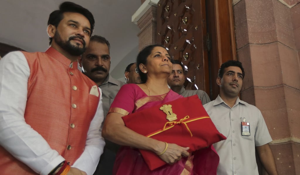 Indian Finance Minister Nirmala Sitharaman before presenting the annual federal budget in New Delhi. Photo: AP Indian Finance Minister Nirmala Sitharaman before presenting the annual federal budget in New Delhi. Photo: AP