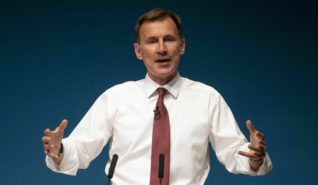 Conservative party leadership contender Jeremy Hunt on stage during a leadership hustings in Perth, Scotland, on Friday. Photo: AP