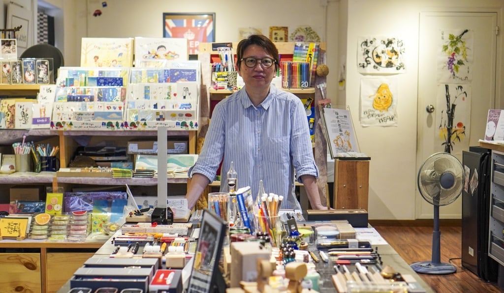 Pauline Wong, owner of The Tree stationery store in Causeway Bay, has seen her business hammered by the protests. Photo: Roy Issa
