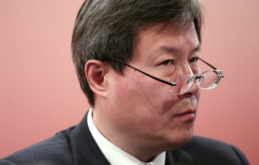 Chairman of Citic Securities, Zhang Youjun, during the company’s press conference in Admiralty on 23 March 2018. Photo: SCMP / Jonathan Wong