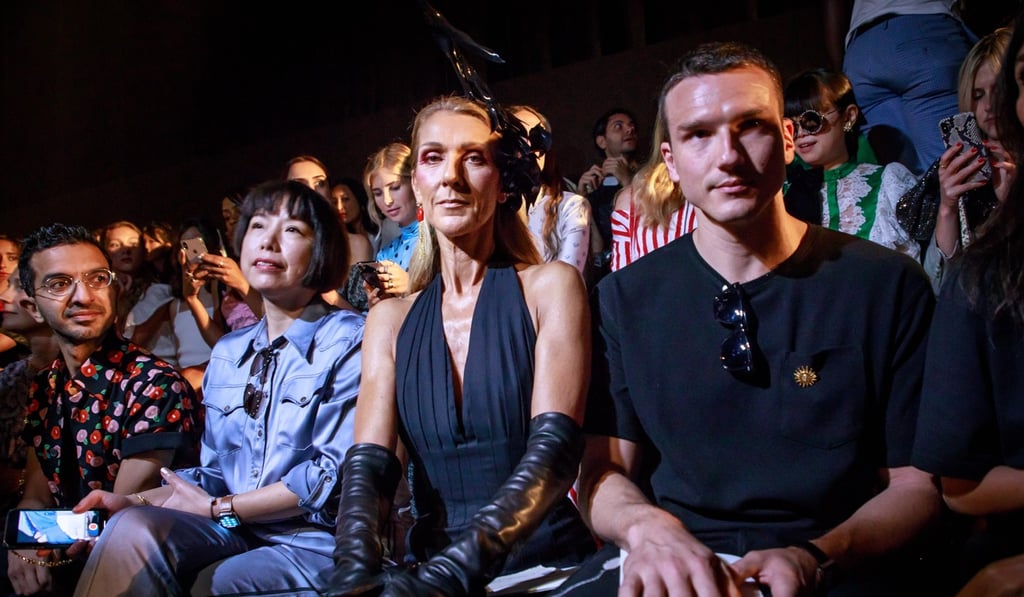 Dion with dancer and friend Pepe Munoz at the Daniel Roseberry for Schiaparelli haute couture show. Photo: EPA Dion with dancer and friend Pepe Munoz at the Daniel Roseberry for Schiaparelli haute couture show. Photo: EPA
