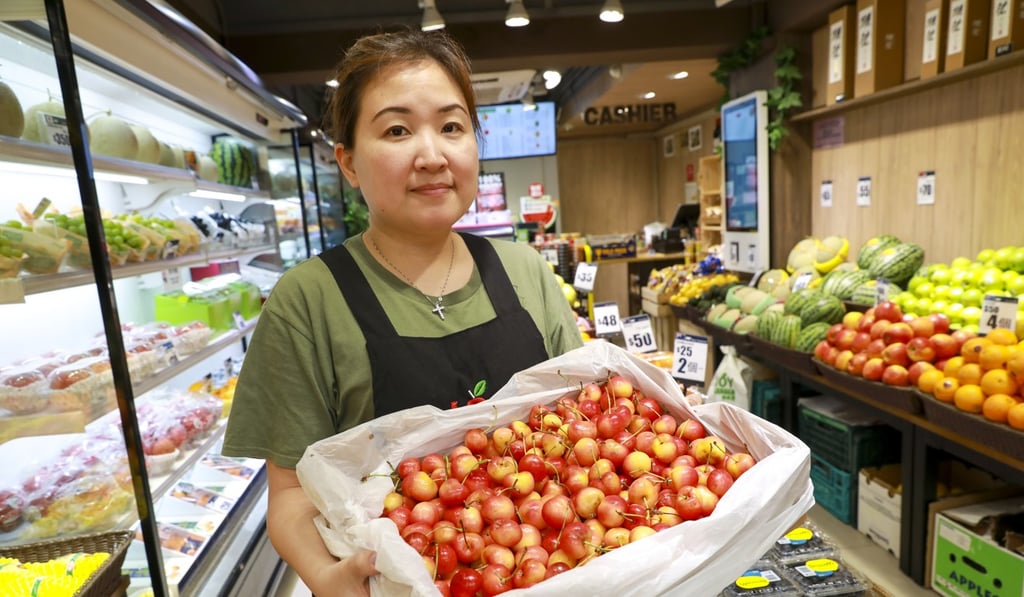 Angel Lee, owner of a fruit shop in Causeway Bay, said she had not seen any maggots in the cherries. Photo: May Tse