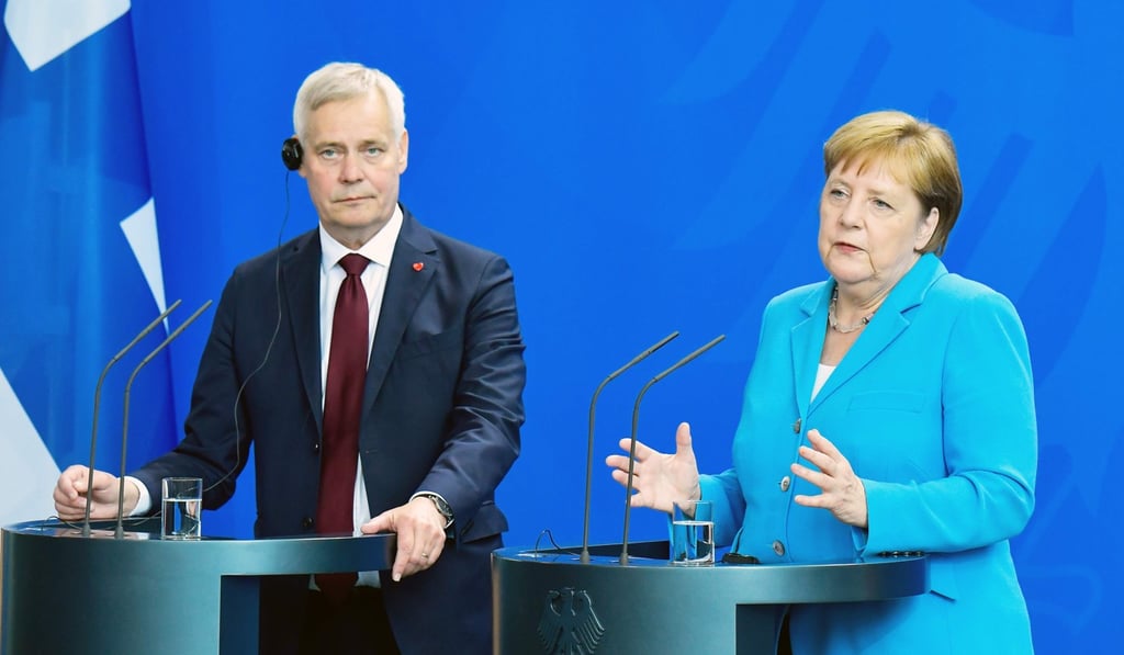 Finnish Prime Minister Antti Rinne and German Chancellor Angela Merkel. Photo: Agence France-Presse Finnish Prime Minister Antti Rinne and German Chancellor Angela Merkel. Photo: Agence France-Presse