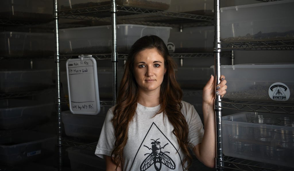 Lauren Taranow, president of Symton BSF, in a rearing room at the company’s facility in Texas, in the United States. Photo: The Washington Post / Loren Elliot Lauren Taranow, president of Symton BSF, in a rearing room at the company’s facility in Texas, in the United States. Photo: The Washington Post / Loren Elliot