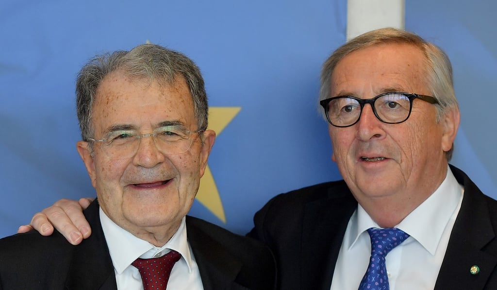 Prodi (left) pictured with European Commission President Jean-Claude Juncker. Photo: AFP