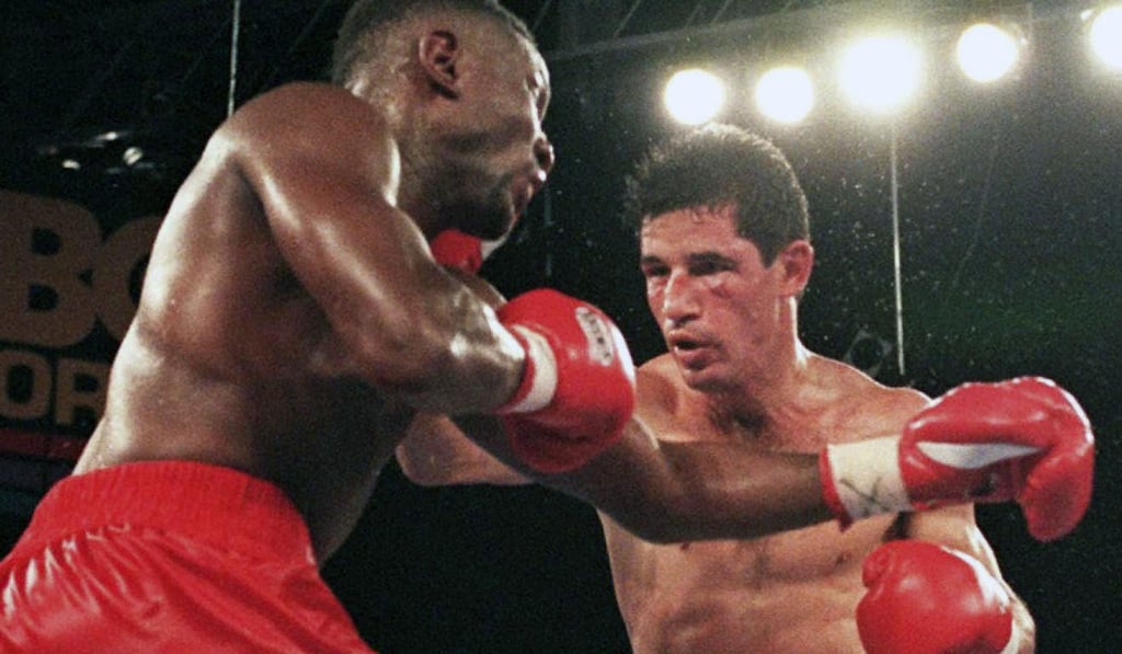 Pernell Whitaker and Wilfredo Rivera exchange blows in their rematch in 1996. Photo: AFP