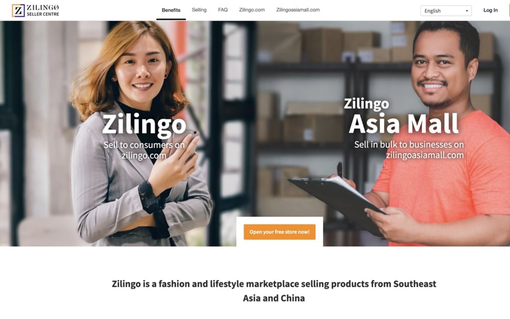 A screenshot of Zilingo’s platform, which directs consumers to its online retail site and businesses to its wholesale e-commerce marketplace. Photo: Handout