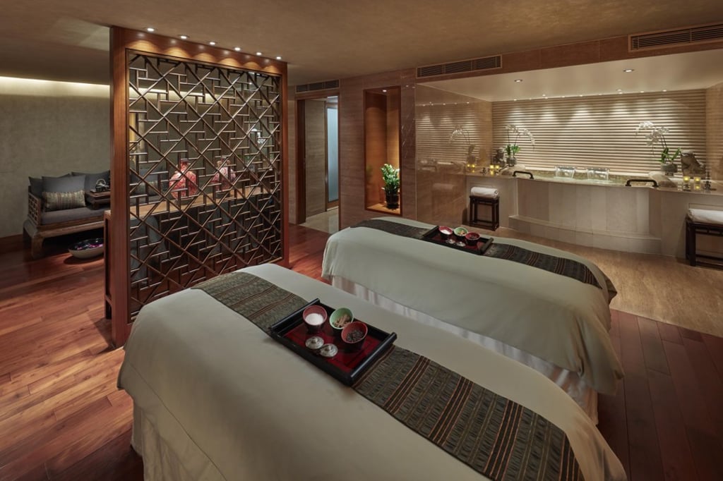 There is lots of room for warm-up exercises at the Spa at the Mandarin Oriental Hong Kong.