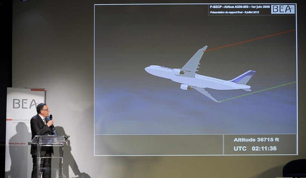 Bureau d’Enquetes et d’Analyses director of enquiry Alain Bouillard presenting the findings of an investigation into the crash in July 2012. Photo: EPA