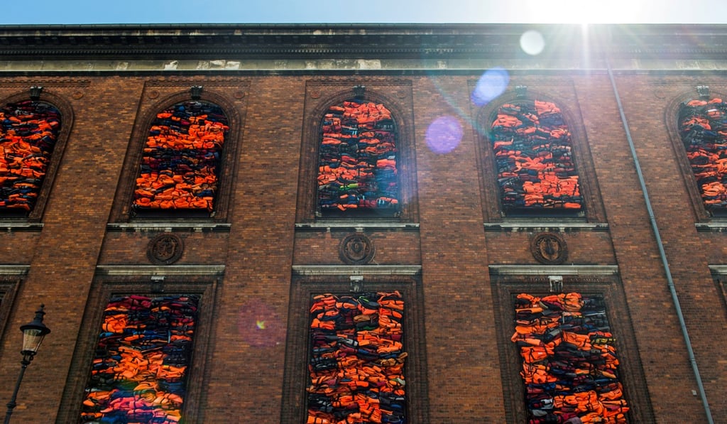 Ai Weiwei’s installation on the Kunsthal Charlottenborg building in Copenhagen in June 2017. Photo: Reuters