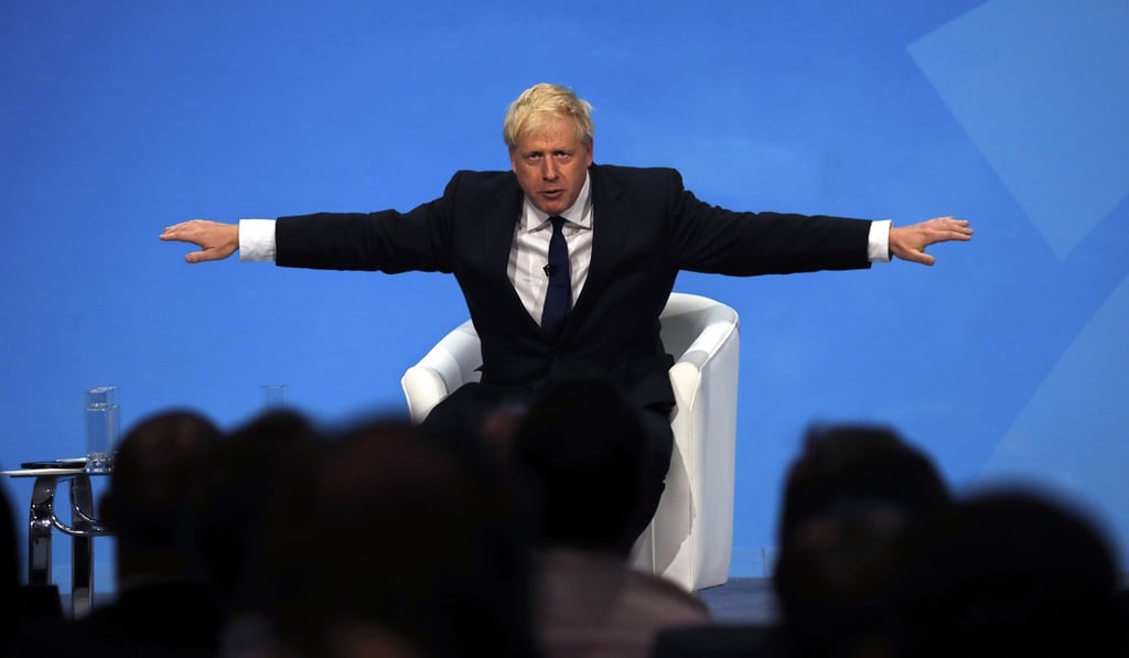 Boris Johnson giving a speech at the final Conservative Party leadership hustings held at the ExCel Centre in London on Wednesday. Photo: AP Boris Johnson giving a speech at the final Conservative Party leadership hustings held at the ExCel Centre in London on Wednesday. Photo: AP
